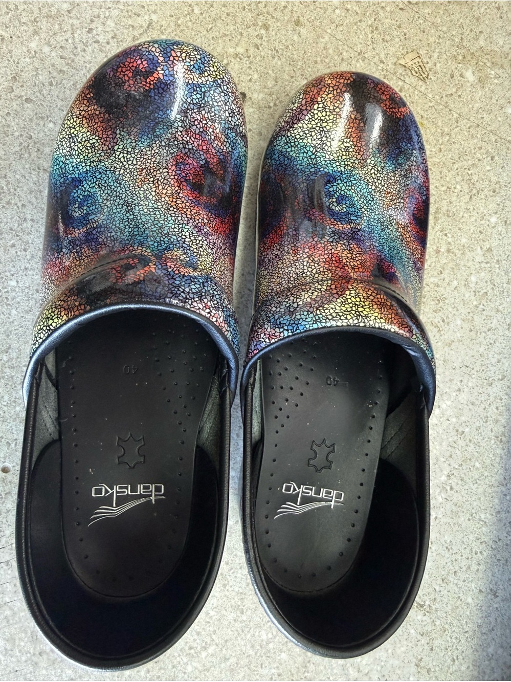 Dansko Multicolor Crackle-Effect Slip-On Clogs